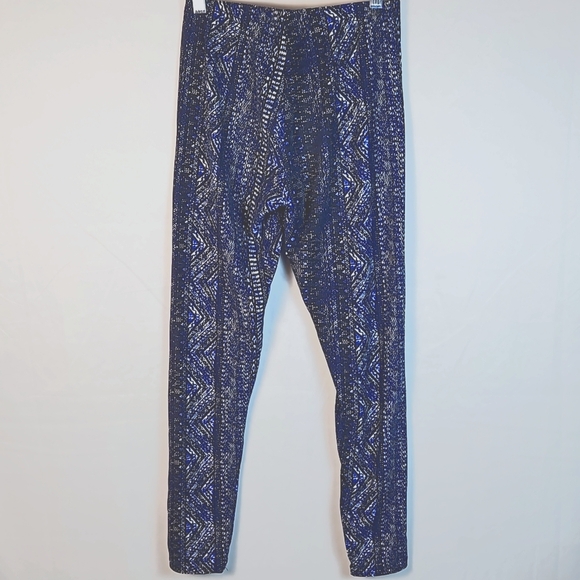 Women's French Laundry Medium Blue/Black/White Geometric Stretch Leggings T7 - Picture 3 of 4
